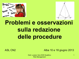 Problemi e osservazioni sulla redazione delle procedure