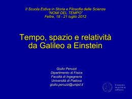 Tempo, spazio e relativitÃ da Galileo a Einstein