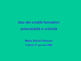 Uso dei Crediti Formativi: potenzialità e criticità