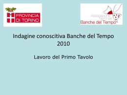 Indagine conoscitiva Banche del Tempo 2010
