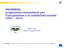 Presentazione del Programma Comunitario PROGRESS
