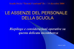 LE ASSENZE DEL PERSONALE DELLA SCUOLA
