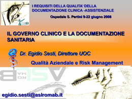 Il Governo clinico e la documentazione sanitaria