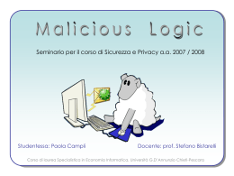 Malicious_logic - Dipartimento di Matematica e Informatica
