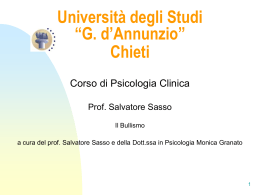 Lezione 17. Il bullismo - Universit&agrave; degli Studi "G. d`Annunzio"