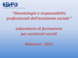Deontologia e responsabilità professionali dell`assistente sociale
