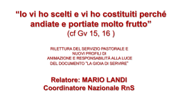 Slide della relazione - Rinnovamento nello Spirito Santo