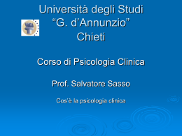 Lezione 1. Cos`&egrave; la Psicologia Clinica