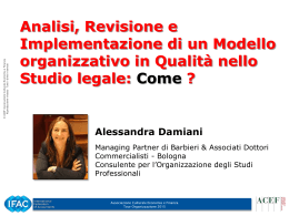 Tour Organizzazione 2015 - Implementazione del modello Qualit&agrave;