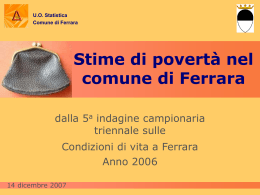 Stime di povert&agrave; nel comune di Ferrara