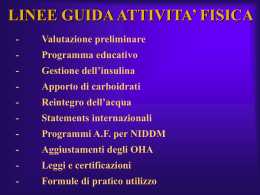 Linee Guida Attivit&agrave; Fisica