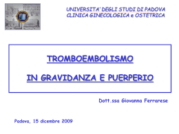 Tromboembolismo in gravidanza e pueperio