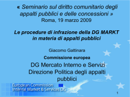 Le procedure di infrazione della DG MARKT in materia di