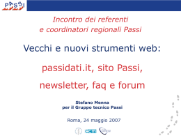 passidati.it, sito Passi, newsletter, faq e forum