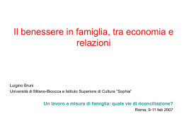 Il benessere in famiglia: tra economia e relazioni