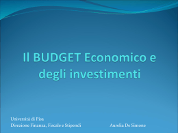 Il BUDGET Economico e degli investimenti