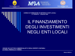 IL FINANZIAMENTO DEGLI INVESTIMENTI