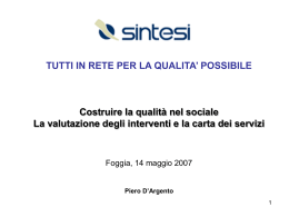 La valutazione degli interventi e dei servizi sociali Piero D