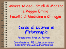 Universit&agrave; degli Studi di Modena e Reggio Emilia Facolt&agrave; di