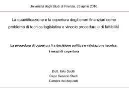La quantificazione e la copertura degli oneri finanziari come