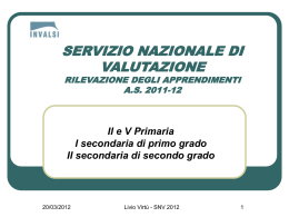 SERVIZIO NAZIONALE DI VALUTAZIONE RILEVAZIONE DEGLI
