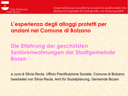 L`esperienza degli alloggi protetti per anziani nel Comune di Bolzano