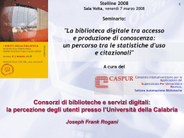 la percezione degli utenti presso l`Universit&agrave; della Calabria