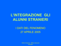 L`INTEGRAZIONE DEGLI ALUNNI STRANIERI