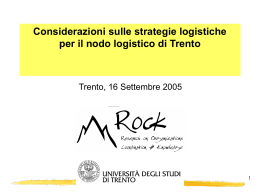 La riorganizzazione della LOGISTICA DISTRETTUALE