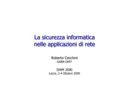 La sicurezza informatica nelle applicazioni di rete