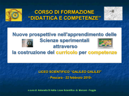 Il curricolo per competenze nelle Scienze sperimentali