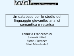 Un database per lo studio del linguaggio giovanile