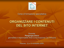 Organizzare i contenuti del sito Internet