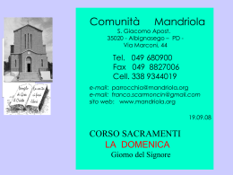 La Domenica - Parrocchia di San Giacomo a Mandriola