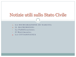 Notizie utili sullo Stato Civile