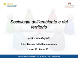 Sociologia dell ` ambiente e del territorio &ndash; prof
