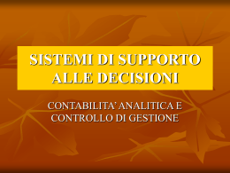 SISTEMI I SUPPORTO ALLE DECISIONI