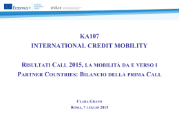 Bilancio della prima Call Internazionale KA107
