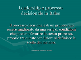 Leadership e processo decisionale in Bales