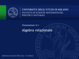 Algebra relazionale - Luca Andrea Ludovico