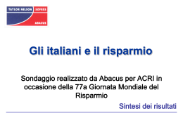un`indagine sull`attitudine degli italiani verso il risparmio.