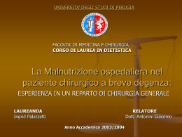 La Malnutrizione ospedaliera nel paziente chirurgico a