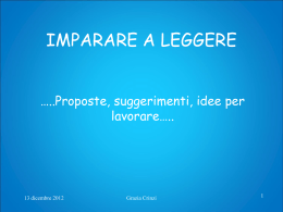 &ldquo;Imparare a leggere" Metodi di apprendimento della letto scrittura