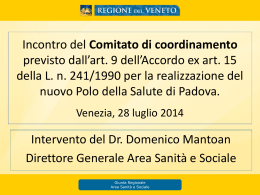 Intervento del Direttore Generale - Dr. Domenico