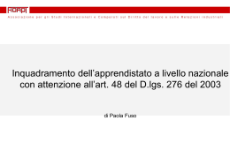 Inquadramento dell`apprendistato a livello nazionale con attenzione