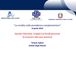 Tafaro - Gender Directive impatti sui fondi pensione