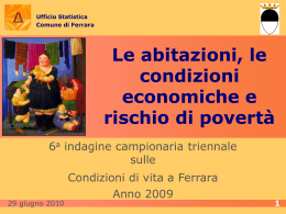 Stime di povert&agrave; nel comune di Ferrara