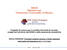 3. DETTAGLIO REGIONALE – Principali evidenze emerse