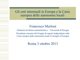 Gli enti intermedi in Europa e la Carta - UPI Emilia