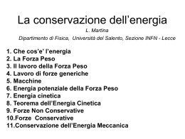 La conservazione dell`energia - &ldquo;E. De Giorgi&rdquo; &ndash; Universit&agrave; del Salento